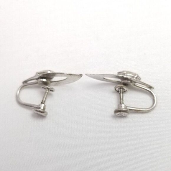 Vintage Van Dell Sterling Silver Rhinestone Clip On Screw Back Earrings, Minimal - Picture 3 of 7